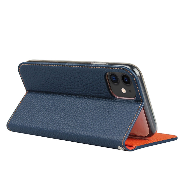 For iPhone 11 Litchi Genuine Leather Phone Case (Dark Blue) by buy2fix