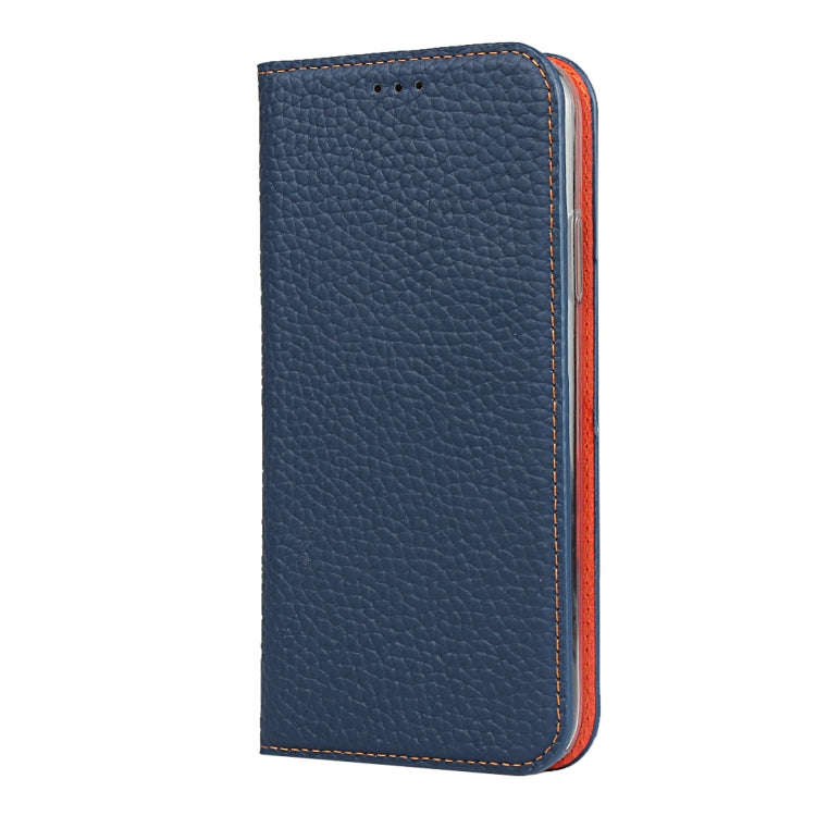 For iPhone 11 Pro Max Litchi Genuine Leather Phone Case (Dark Blue) by buy2fix