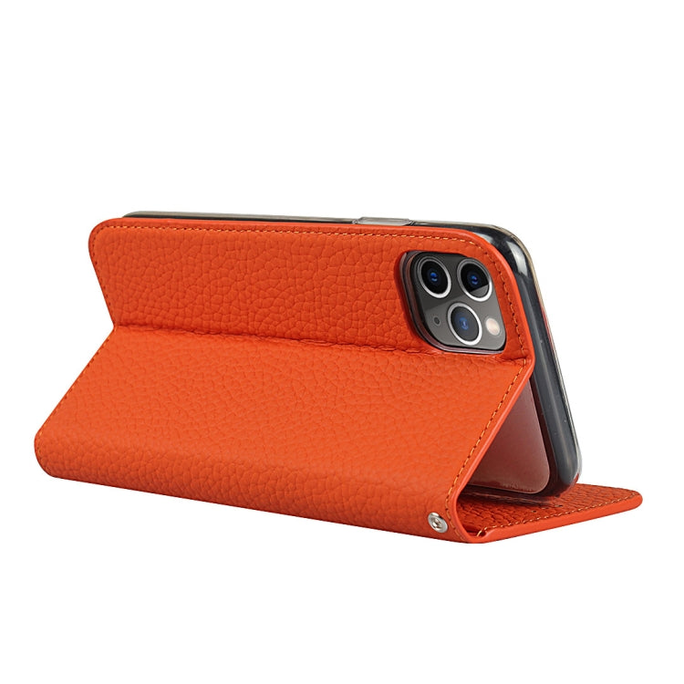 For iPhone 11 Pro Max Litchi Genuine Leather Phone Case (Orange) by buy2fix