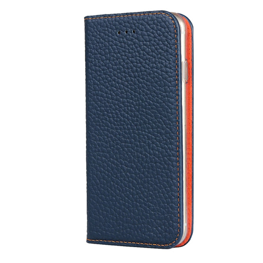 For iPhone SE 2022 / SE 2020 / 8 / 7 Litchi Genuine Leather Phone Case(Dark Blue) by buy2fix