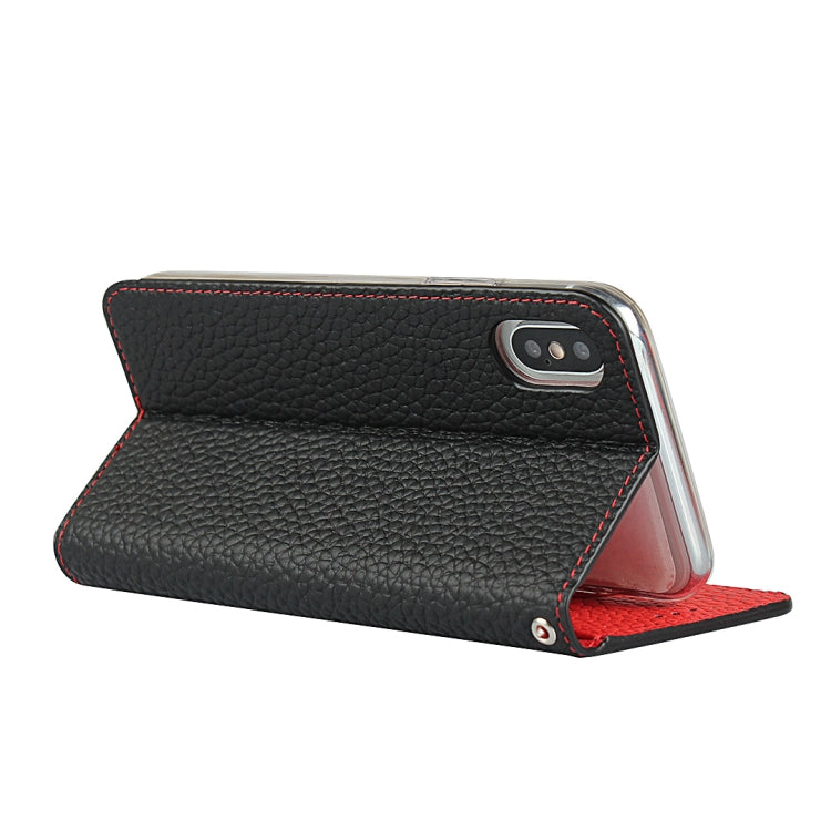 For iPhone XS Max Litchi Genuine Leather Phone Case(Black) by buy2fix