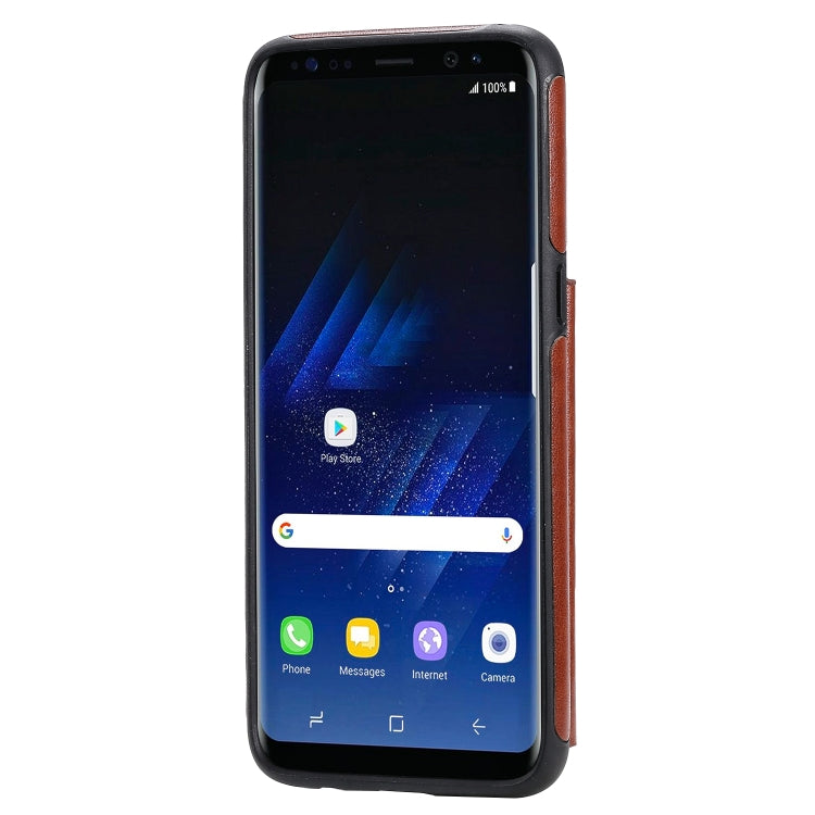 For Galaxy S8 Cat Bee Embossing Pattern Shockproof Protective Case with Card Slots & Photo Frame(Brown) by buy2fix