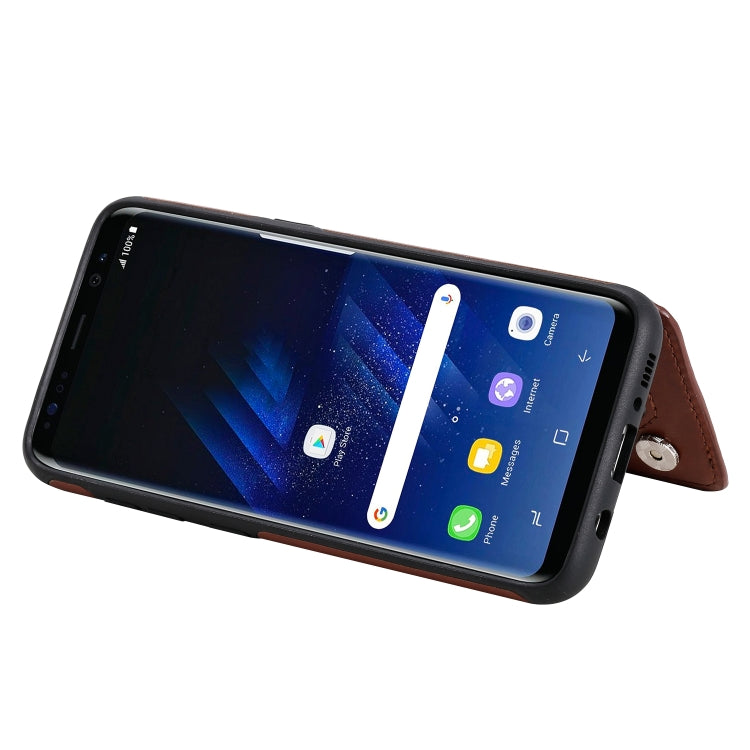 For Galaxy S8 Cat Bee Embossing Pattern Shockproof Protective Case with Card Slots & Photo Frame(Brown) by buy2fix