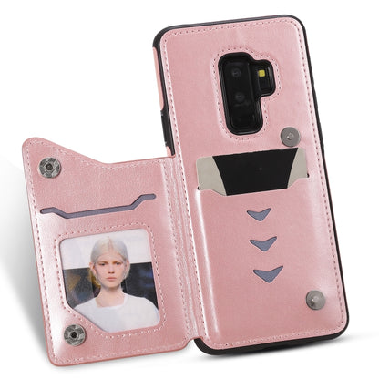 For Galaxy S9 Plus Cat Bee Embossing Pattern Shockproof Protective Case with Card Slots & Photo Frame(Rose Gold) by buy2fix