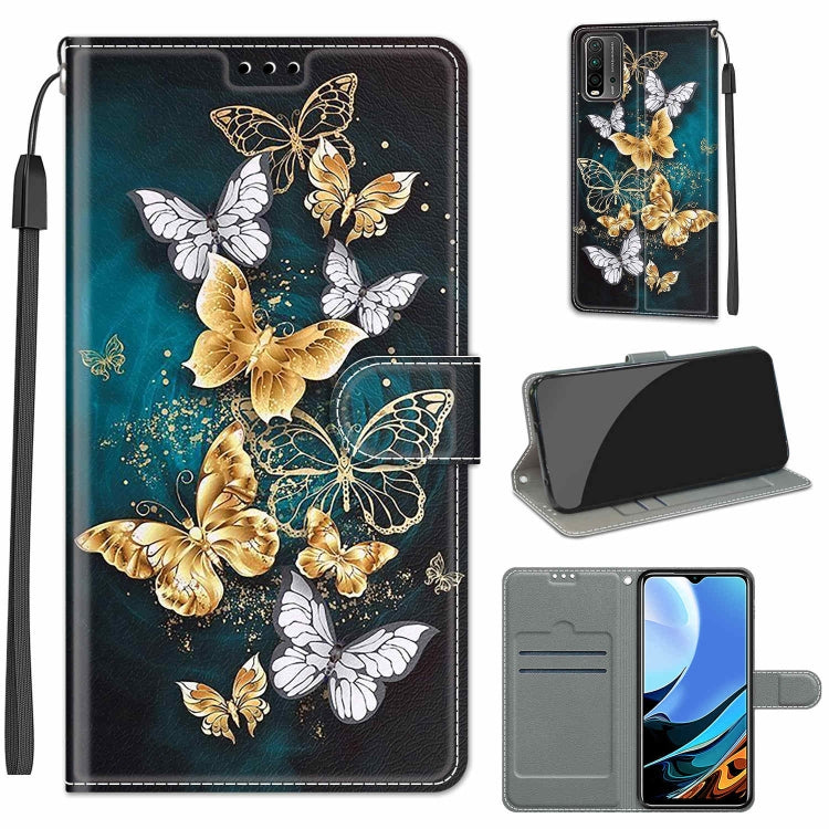 For Xiaomi Redmi 9 Power/Note 9 4G Voltage Coloured Drawing Magnetic Clasp Horizontal Flip PU Leather Case with Holder & Card Slots(C20 Gold Silver Flying Butterflies) by buy2fix