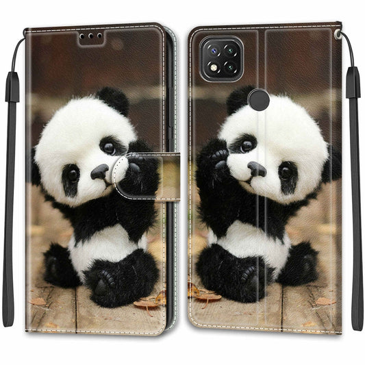 For Xiaomi Redmi 9C Voltage Coloured Drawing Magnetic Clasp Horizontal Flip PU Leather Case with Holder & Card Slots(C18 Wood Board Panda) by buy2fix