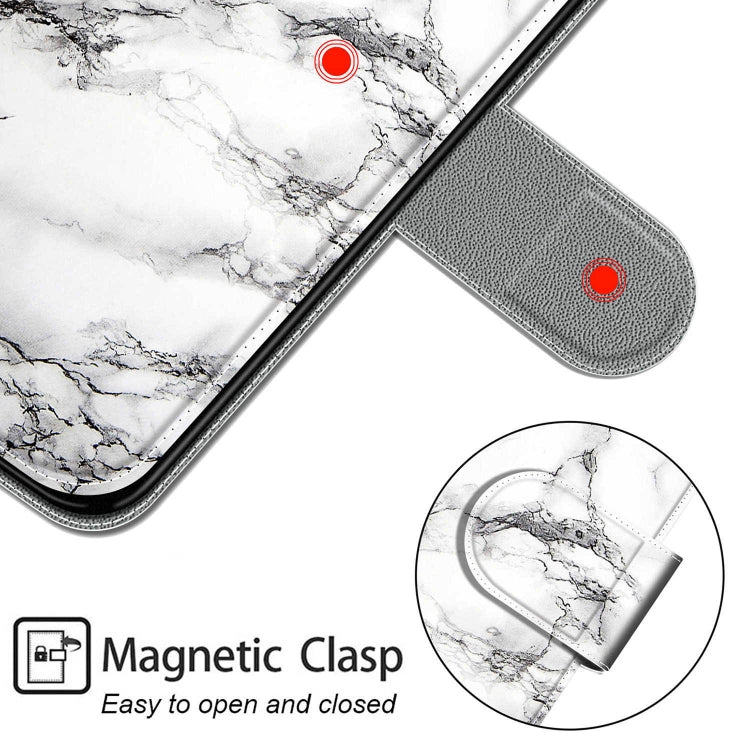 For Xiaomi Redmi Note 8 Voltage Coloured Drawing Magnetic Clasp Horizontal Flip PU Leather Case with Holder & Card Slots(C01 White Marble) by buy2fix