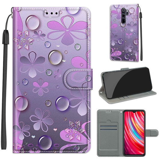 For Xiaomi Redmi Note 8 Pro Voltage Coloured Drawing Magnetic Clasp Horizontal Flip PU Leather Case with Holder & Card Slots(C16 Water Drop Six Petal Flower) by buy2fix