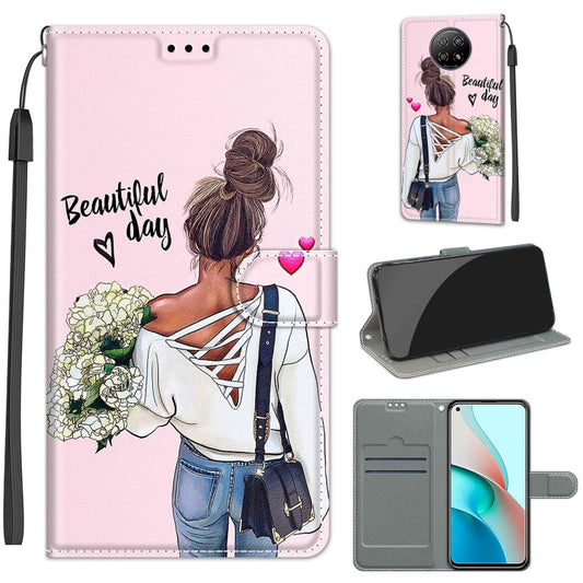 For Xiaomi Redmi Note 9 5G/ 9T Voltage Coloured Drawing Magnetic Clasp Horizontal Flip PU Leather Case with Holder & Card Slots(C09 Hug Flower) by buy2fix