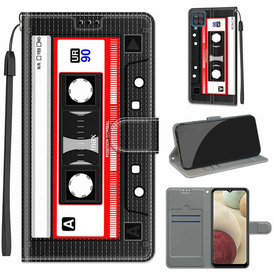 For Samsung Galaxy A12 / M12 Voltage Colored Drawing Magnetic Clasp Horizontal Flip PU Leather Case with Holder & Card Slots(C10 Black Red Tape) by buy2fix