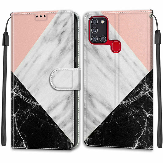 For Samsung Galaxy A21s Voltage Colored Drawing Magnetic Clasp Horizontal Flip PU Leather Case with Holder & Card Slots(C07 Pink White Black) by buy2fix