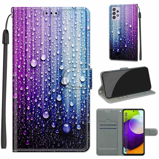 For Samsung Galaxy A52 5G Voltage Colored Drawing Magnetic Clasp Horizontal Flip PU Leather Case with Holder & Card Slots(C05 Purple Blue Water Drops) by buy2fix
