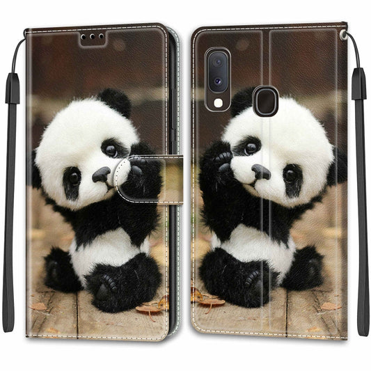 For Samsung Galaxy A20e Voltage Colored Drawing Magnetic Clasp Horizontal Flip PU Leather Case with Holder & Card Slots(C18 Wood Board Panda) by buy2fix