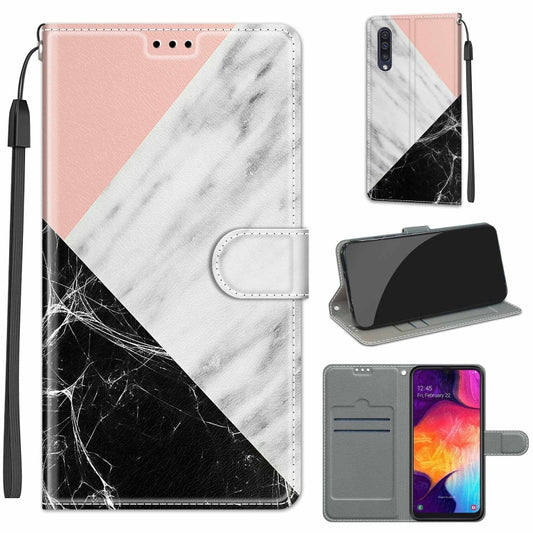 For Samsung Galaxy A50 Voltage Colored Drawing Magnetic Clasp Horizontal Flip PU Leather Case with Holder & Card Slots(C07 Pink White Black) by buy2fix