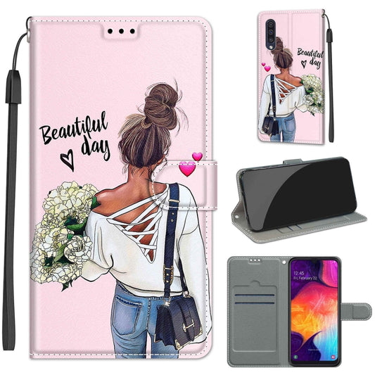 For Samsung Galaxy A50 Voltage Colored Drawing Magnetic Clasp Horizontal Flip PU Leather Case with Holder & Card Slots(C09 Hug Flower) by buy2fix