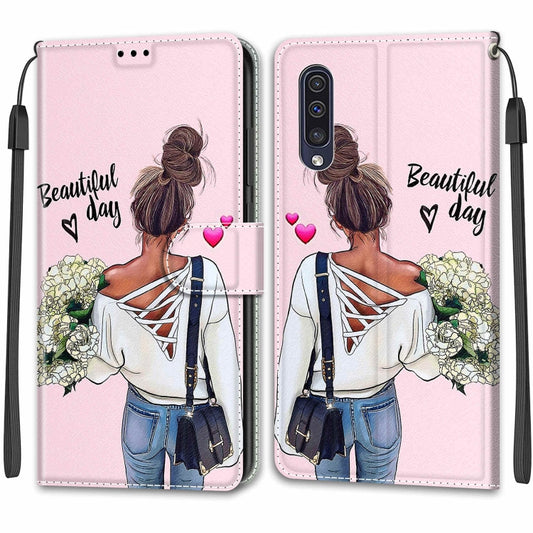 For Samsung Galaxy A50 Voltage Colored Drawing Magnetic Clasp Horizontal Flip PU Leather Case with Holder & Card Slots(C09 Hug Flower) by buy2fix