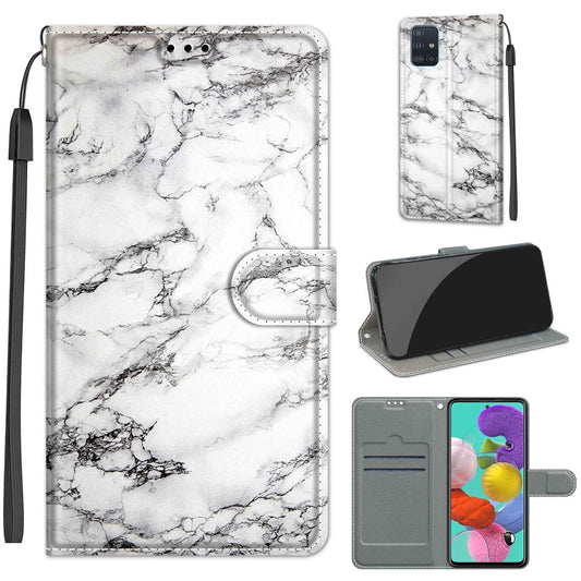 For Samsung Galaxy A51 Voltage Colored Drawing Magnetic Clasp Horizontal Flip PU Leather Case with Holder & Card Slots(C01 White Marble) by buy2fix