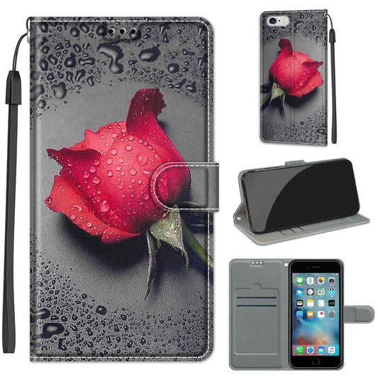 Voltage Colored Drawing Magnetic Clasp Horizontal Flip PU Leather Case with Holder & Card Slots For iPhone 6s / 6(C14 Black Water Drop Rose) by buy2fix