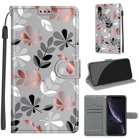 For iPhone XR Voltage Colored Drawing Magnetic Clasp Horizontal Flip PU Leather Case with Holder & Card Slots(C19 Material Flower) by buy2fix