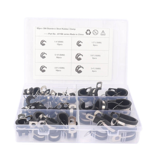 A1196 52 in 1 Car Rubber Cushion Pipe Clamps Stainless Steel Clamps by buy2fix