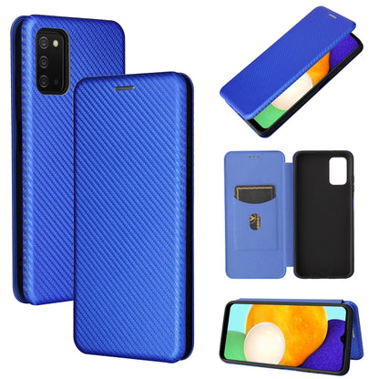 For Samsung Galaxy A03s Carbon Fiber Texture Horizontal Flip TPU + PC + PU Leather Case with Card Slot(Blue) by buy2fix