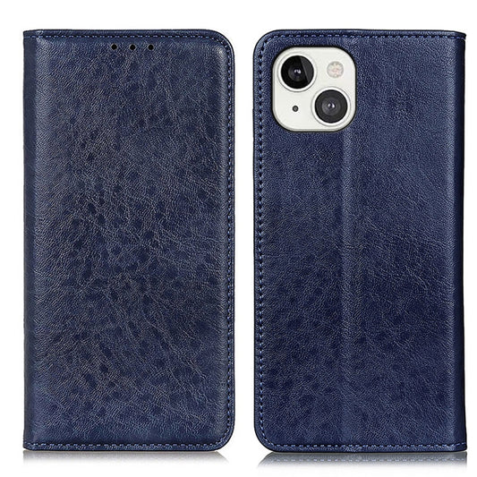 For iPhone 13 Magnetic Crazy Horse Texture Horizontal Flip Leather Case with Holder & Card Slots & Wallet(Blue) by buy2fix