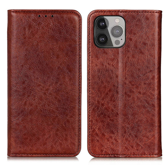 For iPhone 13 Pro Max Magnetic Crazy Horse Texture Horizontal Flip Leather Case with Holder & Card Slots & Wallet (Brown) by buy2fix