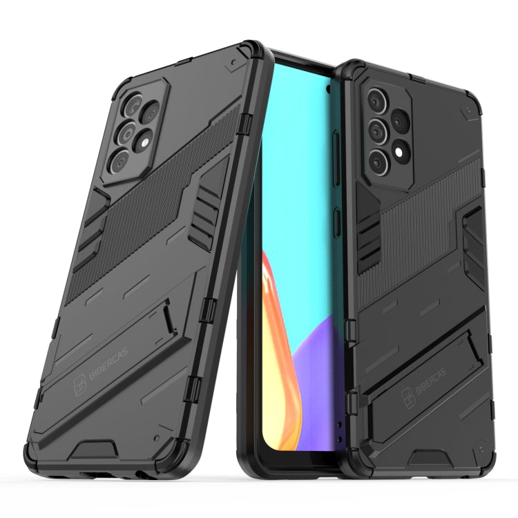 For Samsung Galaxy A52 5G Punk Armor 2 in 1 PC + TPU Shockproof Case with Invisible Holder(Black) by buy2fix