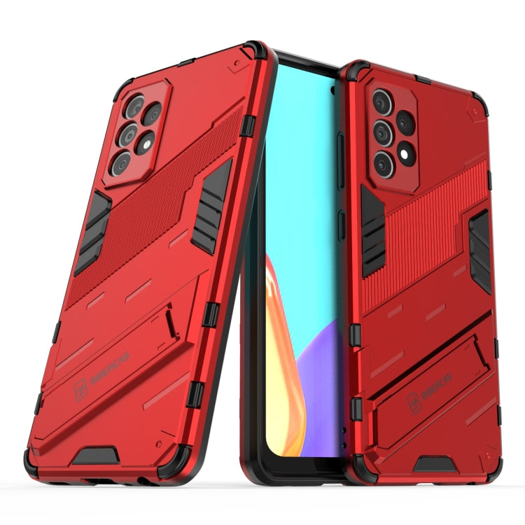 For Samsung Galaxy A52 5G Punk Armor 2 in 1 PC + TPU Shockproof Case with Invisible Holder(Red) by buy2fix