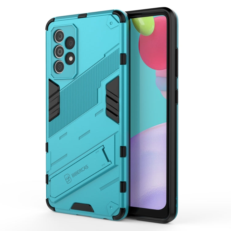 For Samsung Galaxy A52 5G Punk Armor 2 in 1 PC + TPU Shockproof Case with Invisible Holder(Blue) by buy2fix