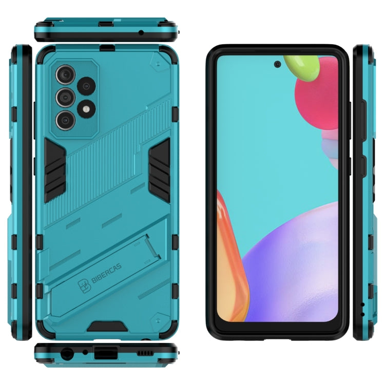 For Samsung Galaxy A52 5G Punk Armor 2 in 1 PC + TPU Shockproof Case with Invisible Holder(Blue) by buy2fix