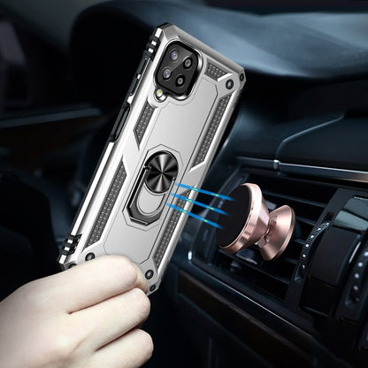 For Samsung Galaxy A22 4G Shockproof TPU + PC Protective Case with 360 Degree Rotating Holder(Silver) by buy2fix