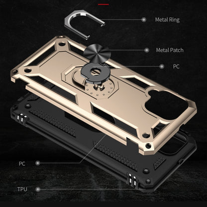 For Samsung Galaxy A22 4G Shockproof TPU + PC Protective Case with 360 Degree Rotating Holder(Gold) by buy2fix