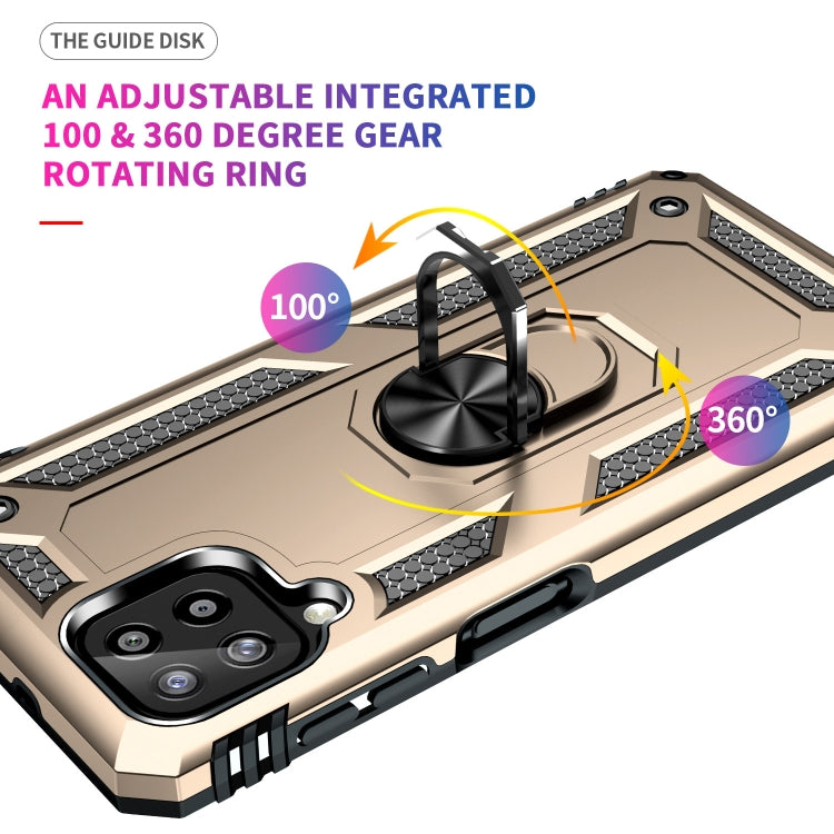 For Samsung Galaxy A22 4G Shockproof TPU + PC Protective Case with 360 Degree Rotating Holder(Gold) by buy2fix