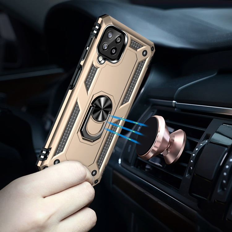 For Samsung Galaxy A22 4G Shockproof TPU + PC Protective Case with 360 Degree Rotating Holder(Gold) by buy2fix