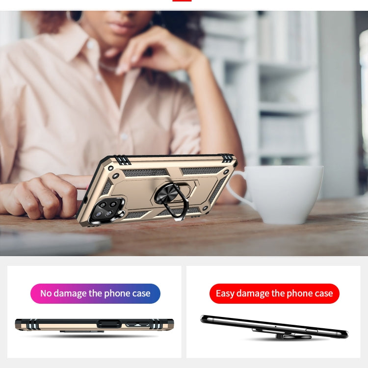 For Samsung Galaxy A22 4G Shockproof TPU + PC Protective Case with 360 Degree Rotating Holder(Gold) by buy2fix