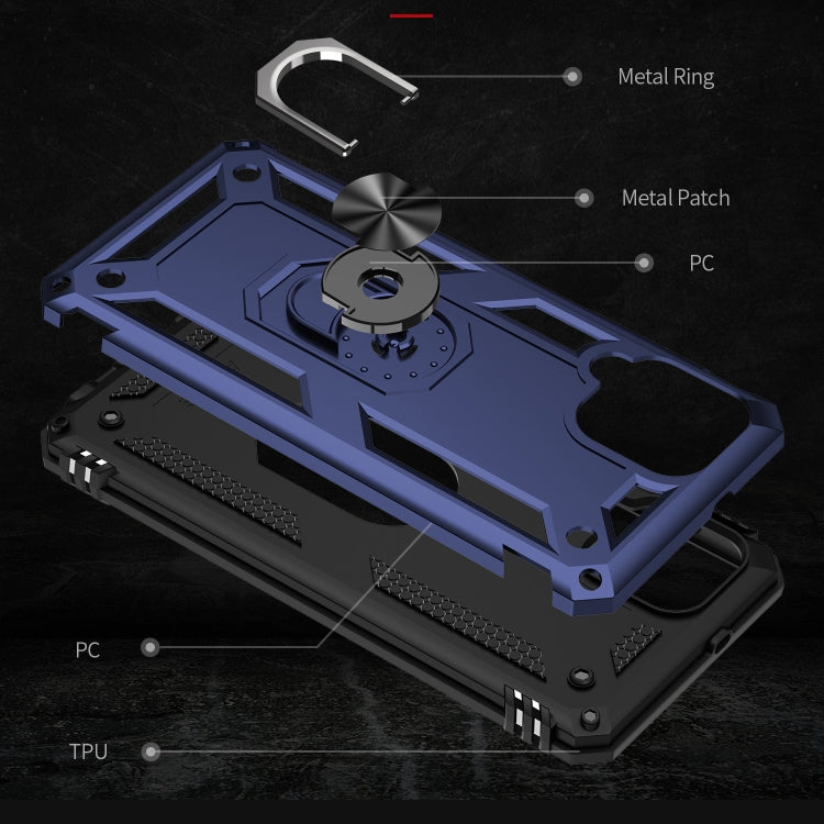 For Samsung Galaxy A22 4G Shockproof TPU + PC Protective Case with 360 Degree Rotating Holder(Blue) by buy2fix