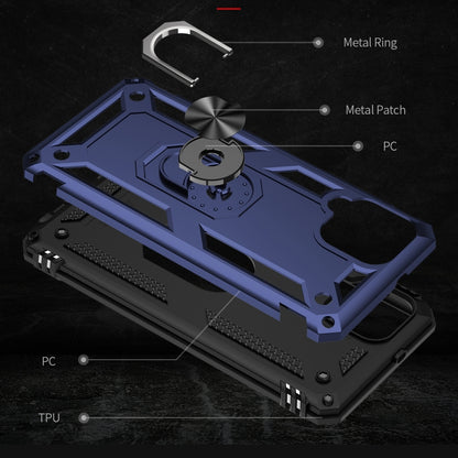 For Samsung Galaxy A22 4G Shockproof TPU + PC Protective Case with 360 Degree Rotating Holder(Blue) by buy2fix