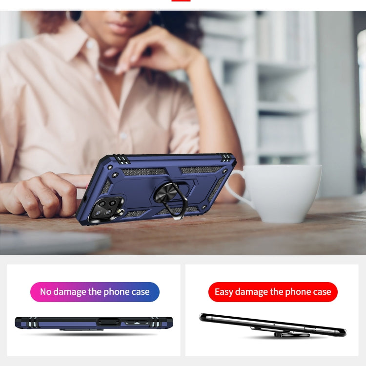 For Samsung Galaxy A22 4G Shockproof TPU + PC Protective Case with 360 Degree Rotating Holder(Blue) by buy2fix