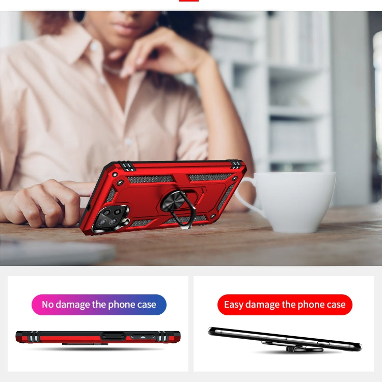 For Samsung Galaxy A22 4G Shockproof TPU + PC Protective Case with 360 Degree Rotating Holder(Red) by buy2fix