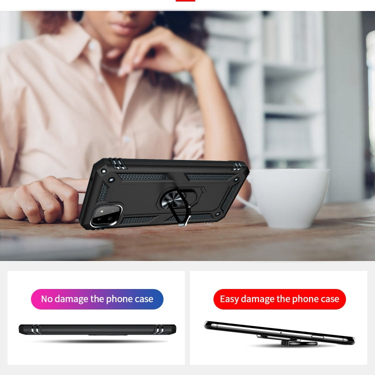 For Samsung Galaxy A22 5G Shockproof TPU + PC Protective Case with 360 Degree Rotating Holder(Black) by buy2fix