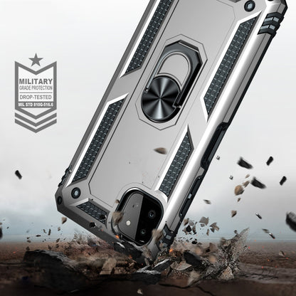 For Samsung Galaxy A22 5G Shockproof TPU + PC Protective Case with 360 Degree Rotating Holder(Silver) by buy2fix