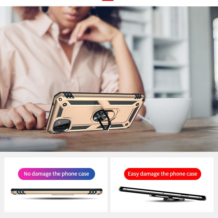 For Samsung Galaxy A22 5G Shockproof TPU + PC Protective Case with 360 Degree Rotating Holder(Gold) by buy2fix