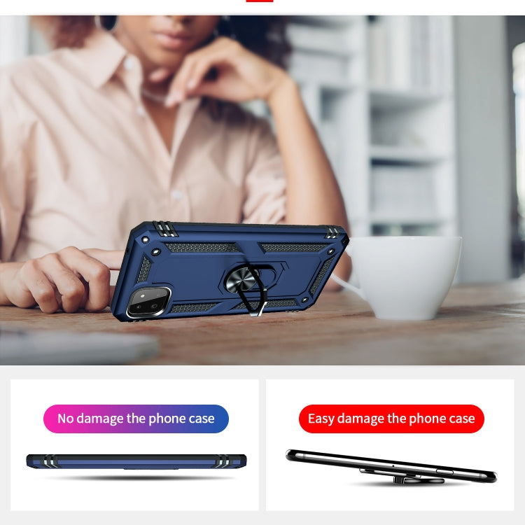 For Samsung Galaxy A22 5G Shockproof TPU + PC Protective Case with 360 Degree Rotating Holder(Blue) by buy2fix