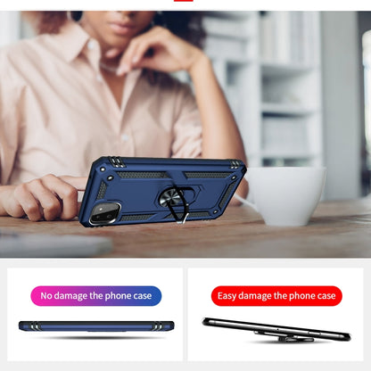 For Samsung Galaxy A22 5G Shockproof TPU + PC Protective Case with 360 Degree Rotating Holder(Blue) by buy2fix