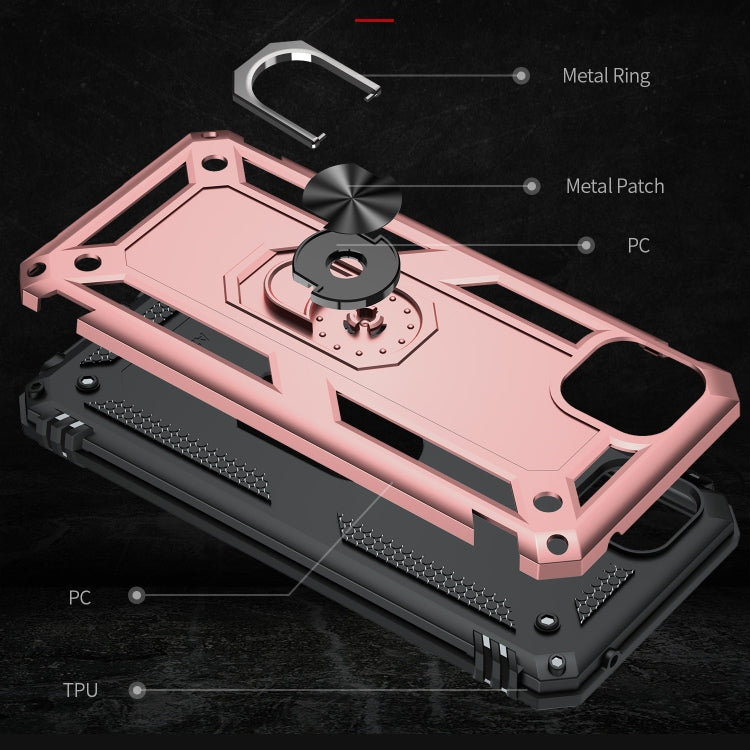 For Samsung Galaxy A22 5G Shockproof TPU + PC Protective Case with 360 Degree Rotating Holder(Rose Gold) by buy2fix