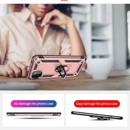 For Samsung Galaxy A22 5G Shockproof TPU + PC Protective Case with 360 Degree Rotating Holder(Rose Gold) by buy2fix