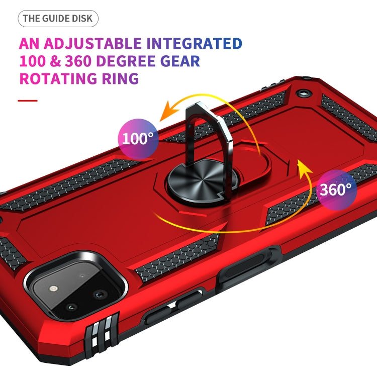 For Samsung Galaxy A22 5G Shockproof TPU + PC Protective Case with 360 Degree Rotating Holder(Red) by buy2fix