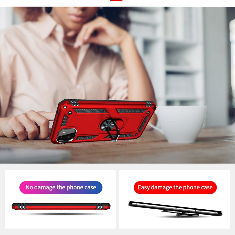 For Samsung Galaxy A22 5G Shockproof TPU + PC Protective Case with 360 Degree Rotating Holder(Red) by buy2fix