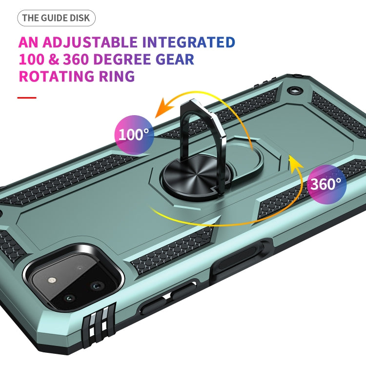 For Samsung Galaxy A22 5G Shockproof TPU + PC Protective Case with 360 Degree Rotating Holder(Dark Green) by buy2fix